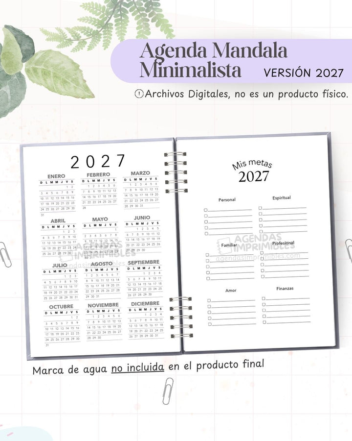Agenda Mandala Minimalista 2027 - Archivo Imprimible - imagen 3