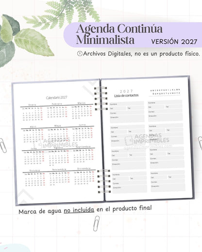 Agenda Minimalista Continua 2027 - Archivo Imprimible - imagen 3
