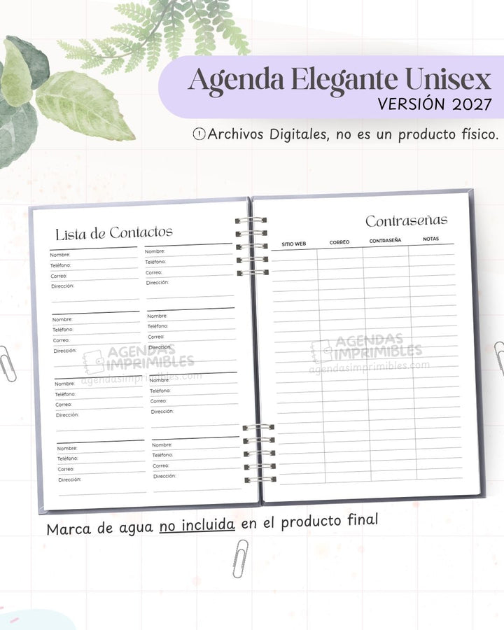 Agenda Elegante Unisex 2027 - Archivo Imprimible - imagen 3