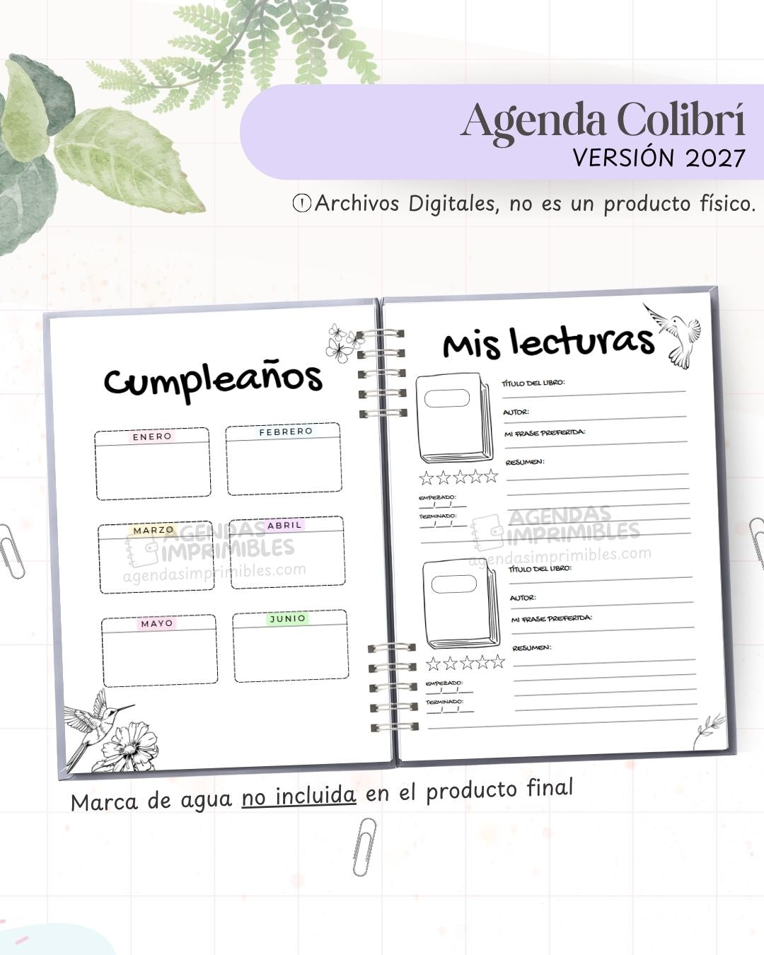 Agenda Colibrí 2027 - Archivo Imprimible - imagen 3