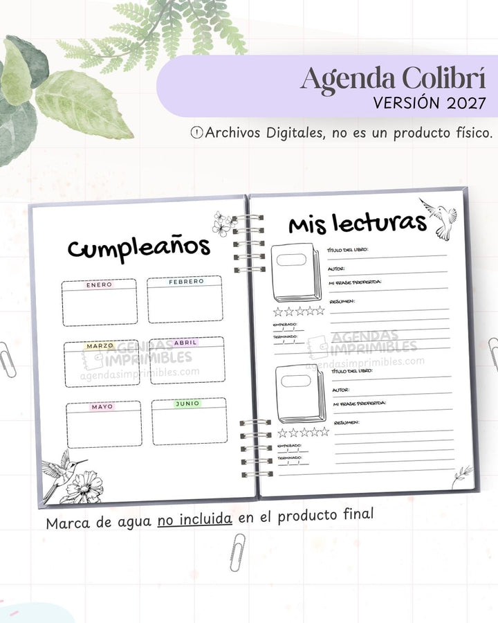 Agenda Colibrí 2027 - Archivo Imprimible - imagen 3