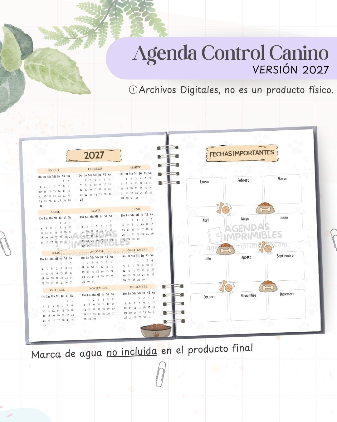 Agenda Control Canino 2027 - Archivo Imprimible - imagen 3