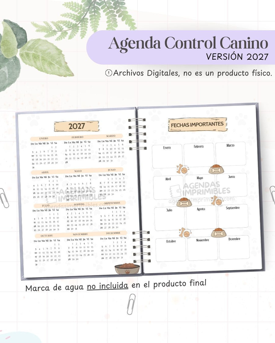 Agenda Control Canino 2027 - Archivo Imprimible