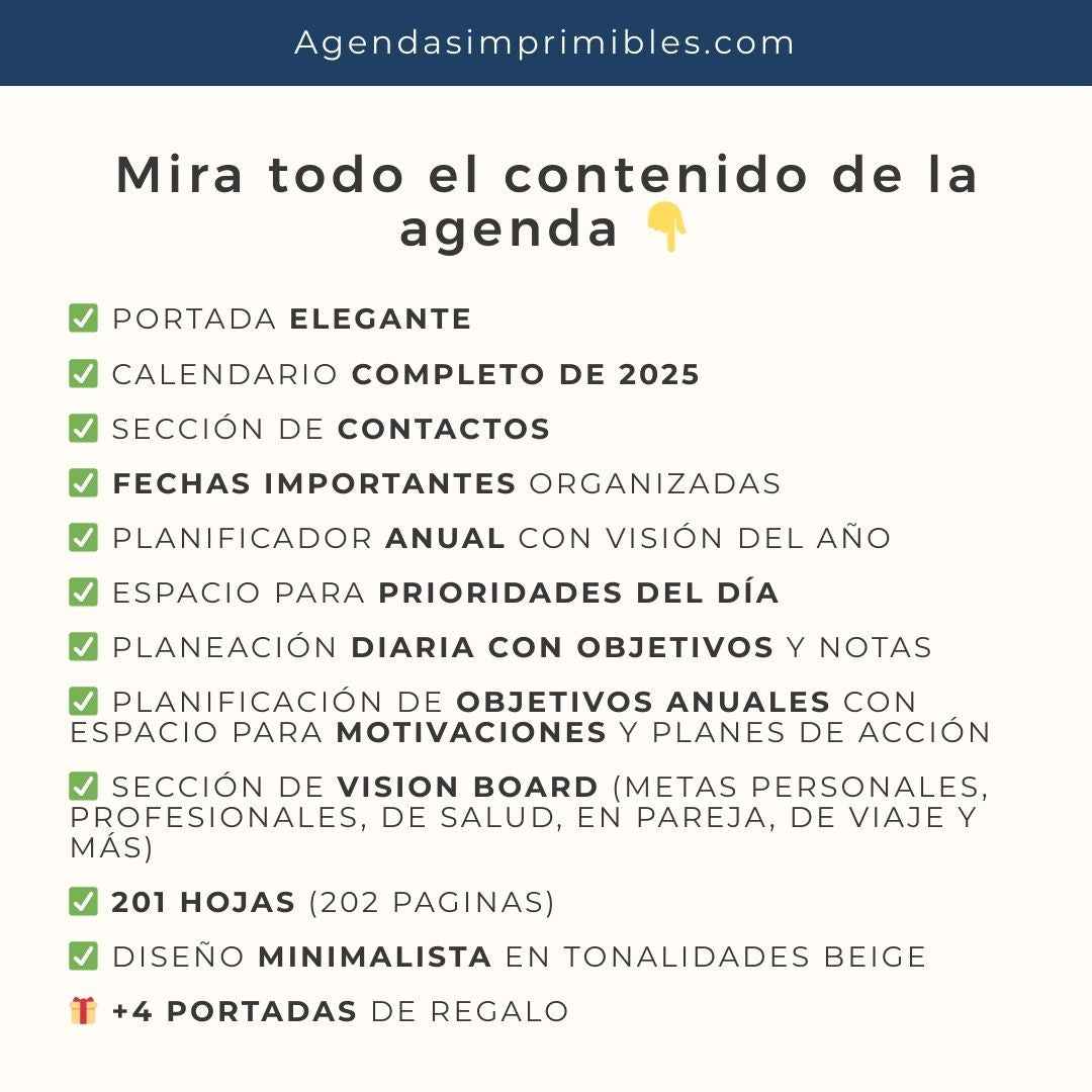 Agenda Beige Diaria | 2025