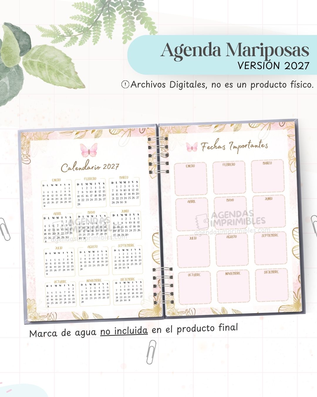Agenda Mariposas 2027 - Archivo Imprimible - imagen 3