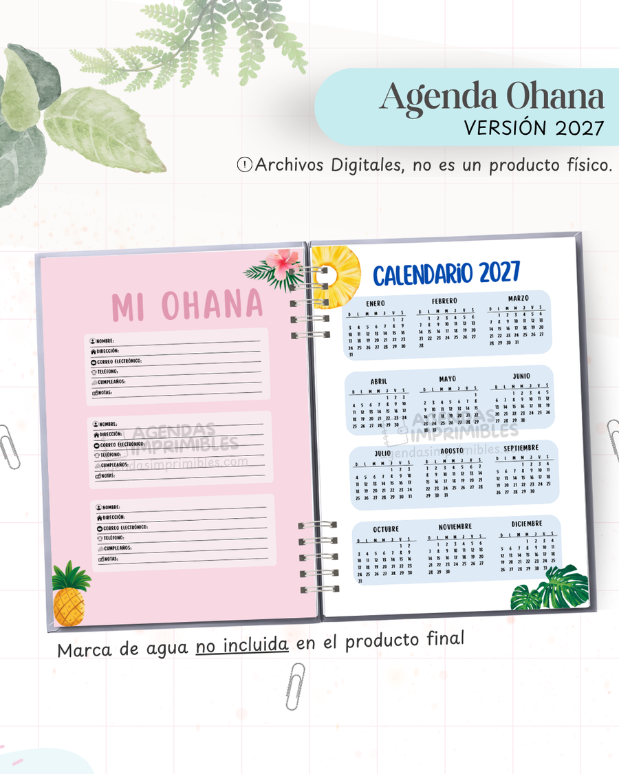 Agenda Ohana 2027 - Archivo Imprimible