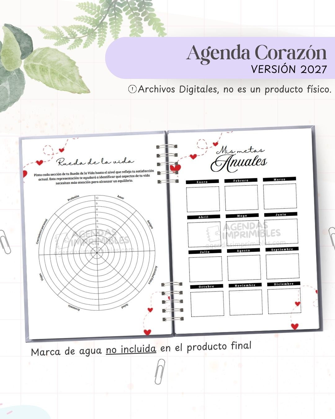 Agenda Corazones 2027 - Archivo Imprimible - imagen 3