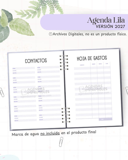 Agenda Lila 2027 - Archivo Imprimible