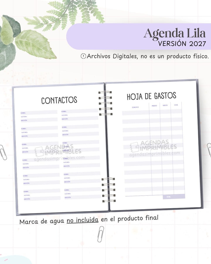 Agenda Lila 2027 - Archivo Imprimible