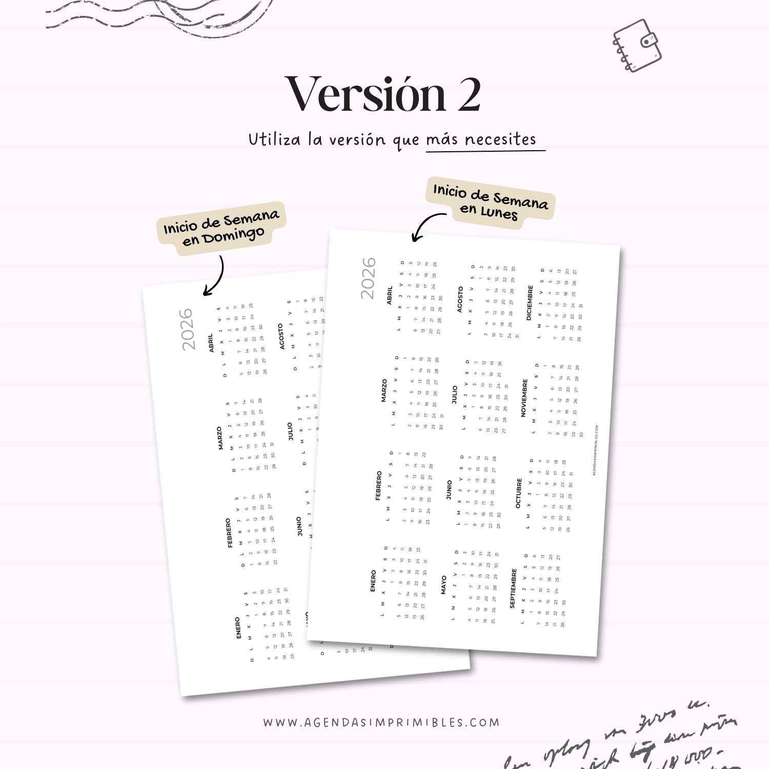 Calendario 2026 Anual Horizontal