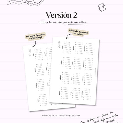 Calendario 2026 Anual Horizontal