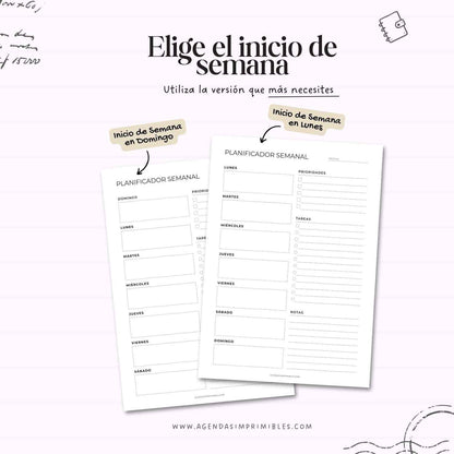 Planificador Semanal Cuadros