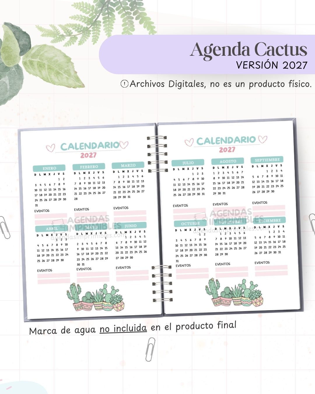 Agenda Cactus 2027 - Archivo Imprimible - imagen 3
