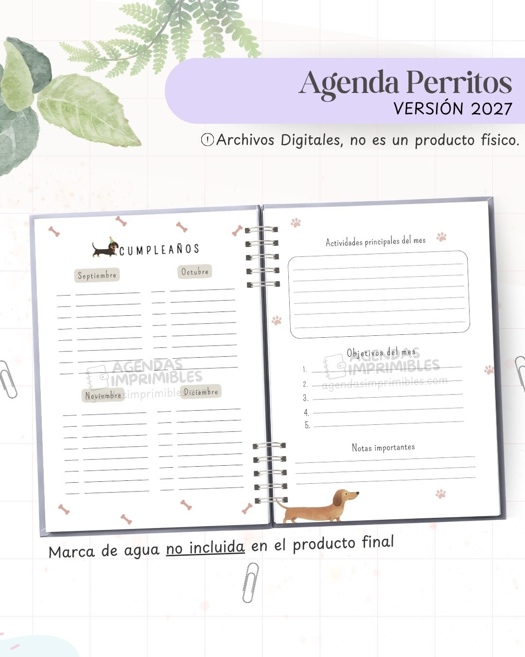 Agenda Perritos 2027 - Archivo Imprimible - imagen 3