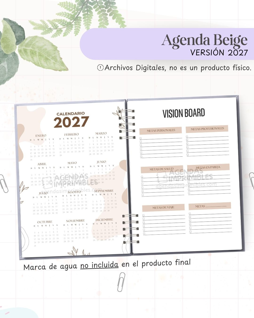 Agenda Beige 2027 - Archivo Imprimible - imagen 3