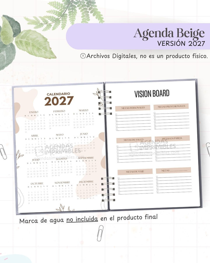 Agenda Beige 2027 - Archivo Imprimible - imagen 3