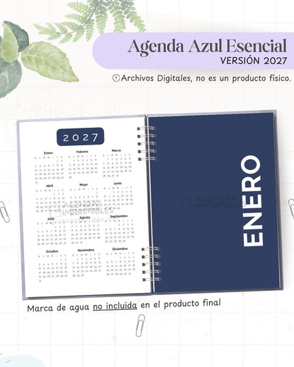 Agenda Azul Esencial 2027 - Archivo Imprimible - imagen 3