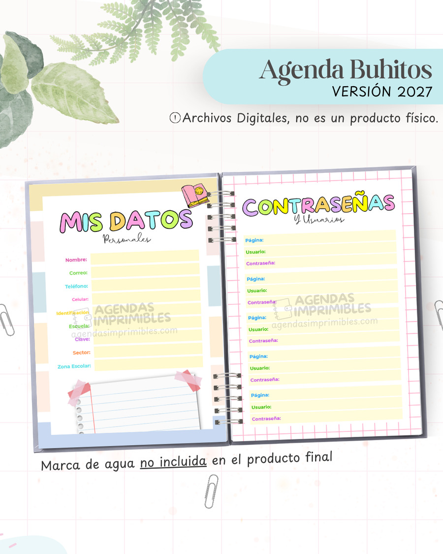 Agenda Buhitos 2027 - Archivo Imprimible