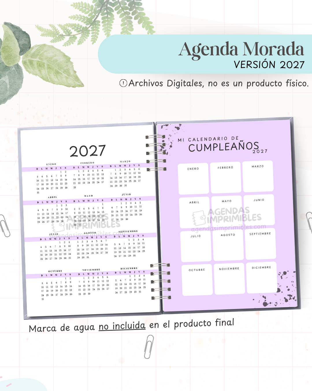 Agenda Morada 2027 - Archivo Imprimible - imagen 3