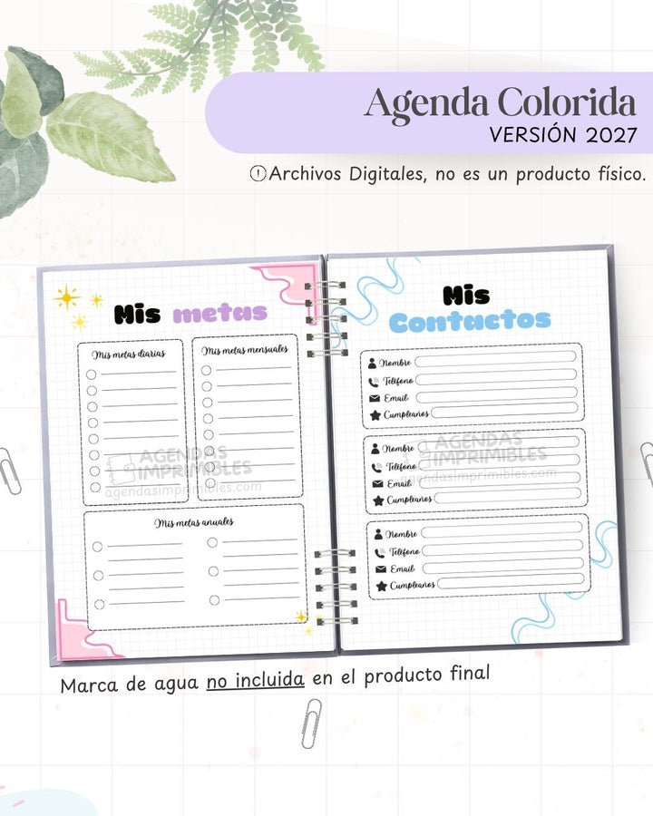 Agenda Colorida 2027 - Archivo Imprimible - imagen 3
