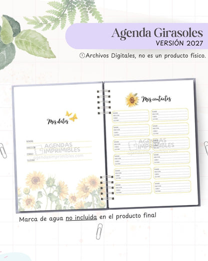 Agenda Girasoles 2027 - Archivo Imprimible - imagen 3