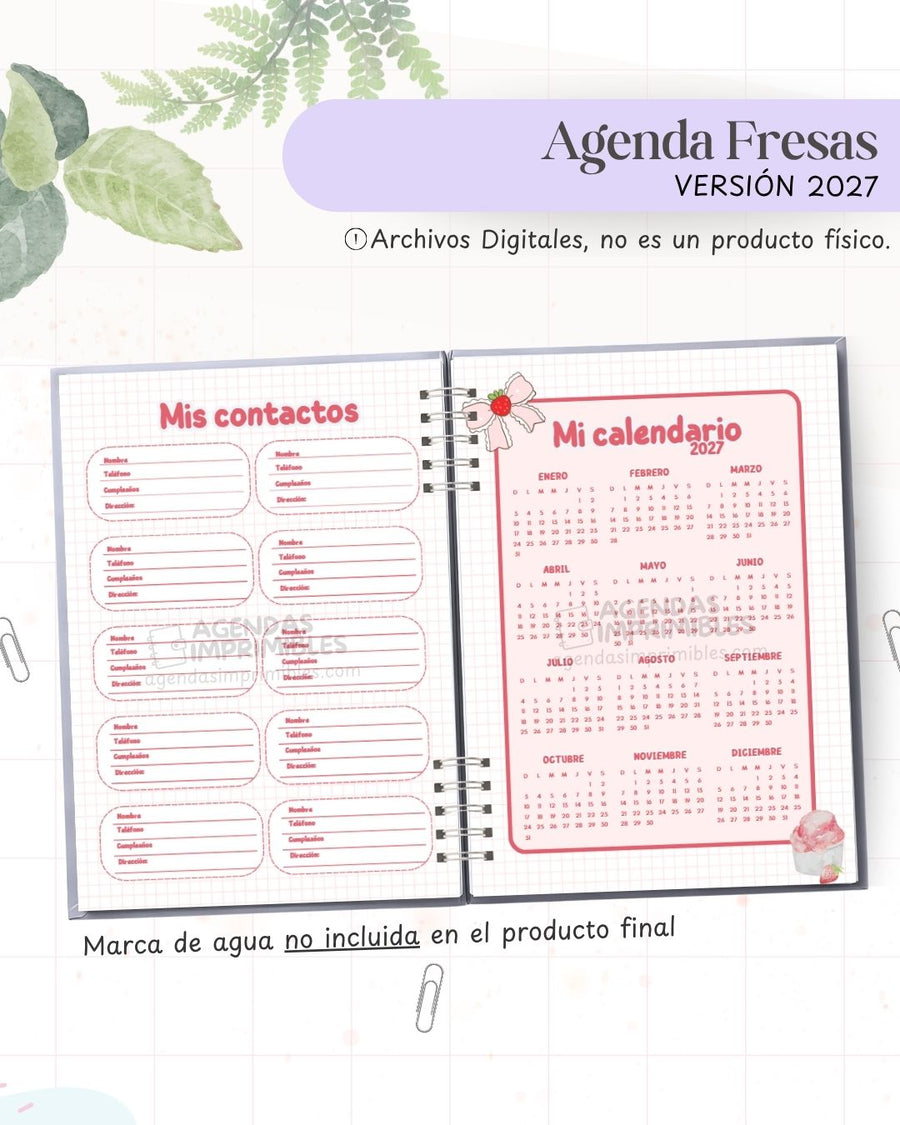 Agenda Fresitas 2027 - Archivo Imprimible