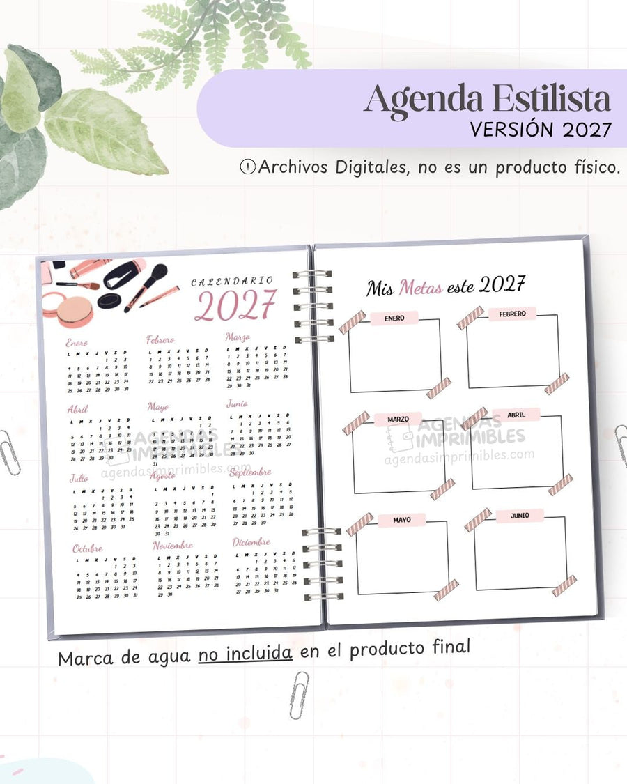 Agenda Estilista 2027 - Archivo Imprimible
