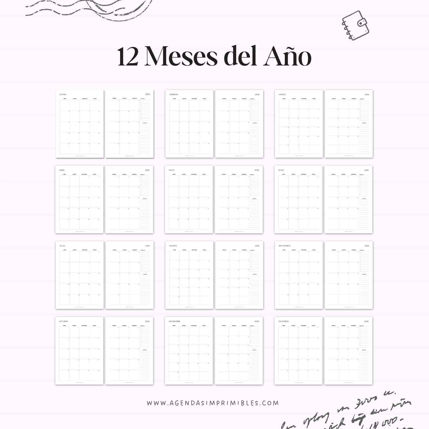 Calendario Mensual 2026 Doble