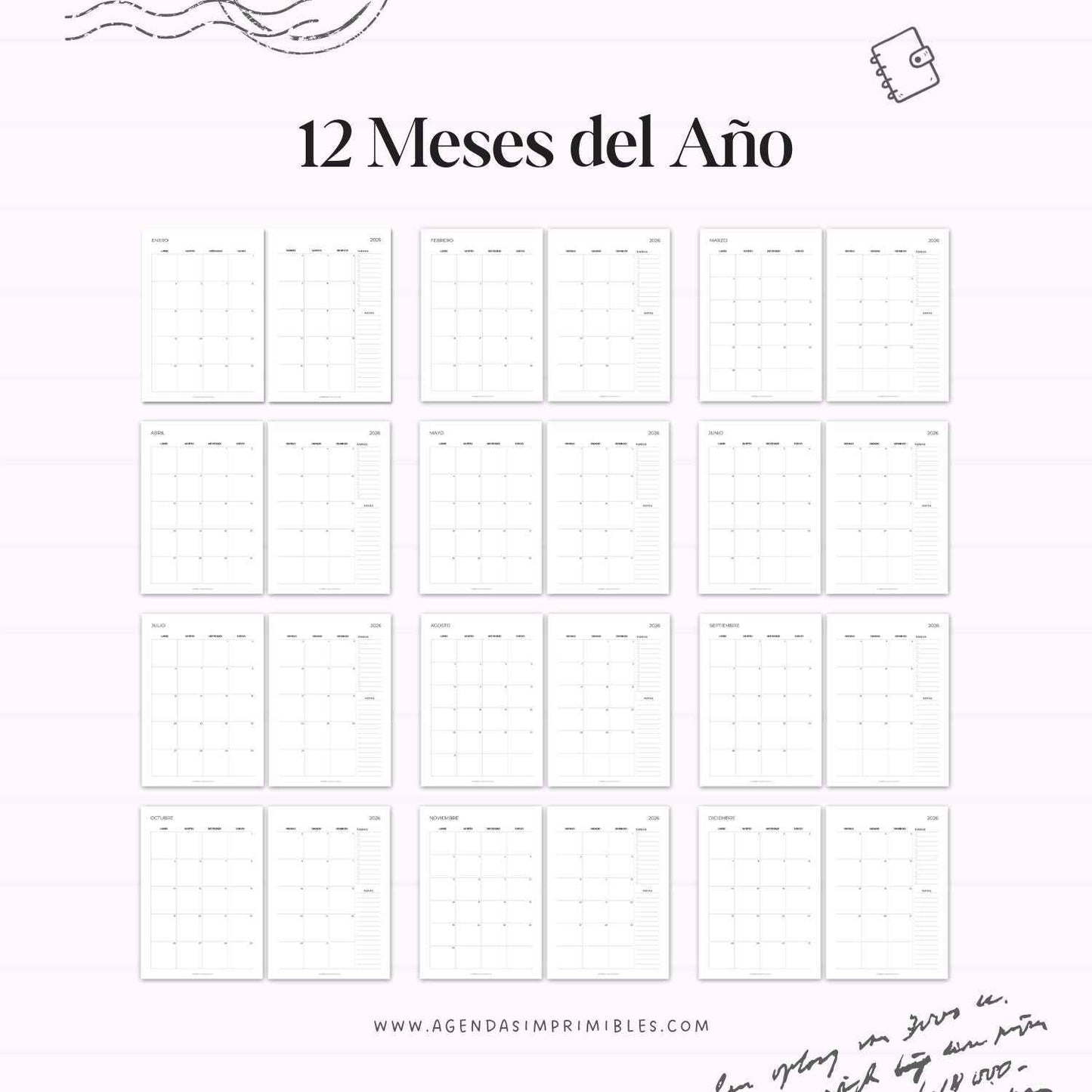 Calendario Mensual 2026 Doble