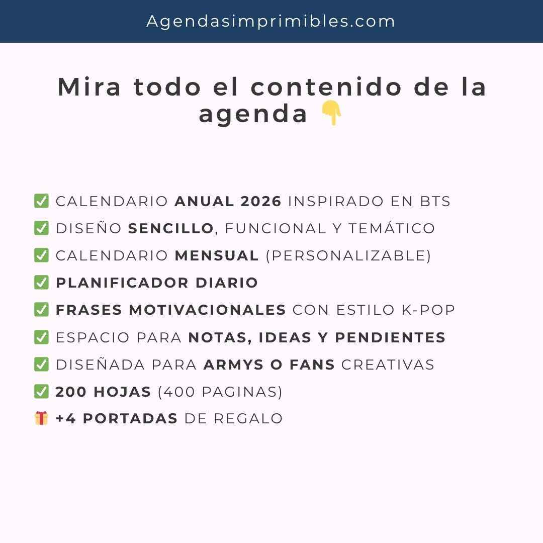 Agenda BTS Sencilla Diaria | 2026