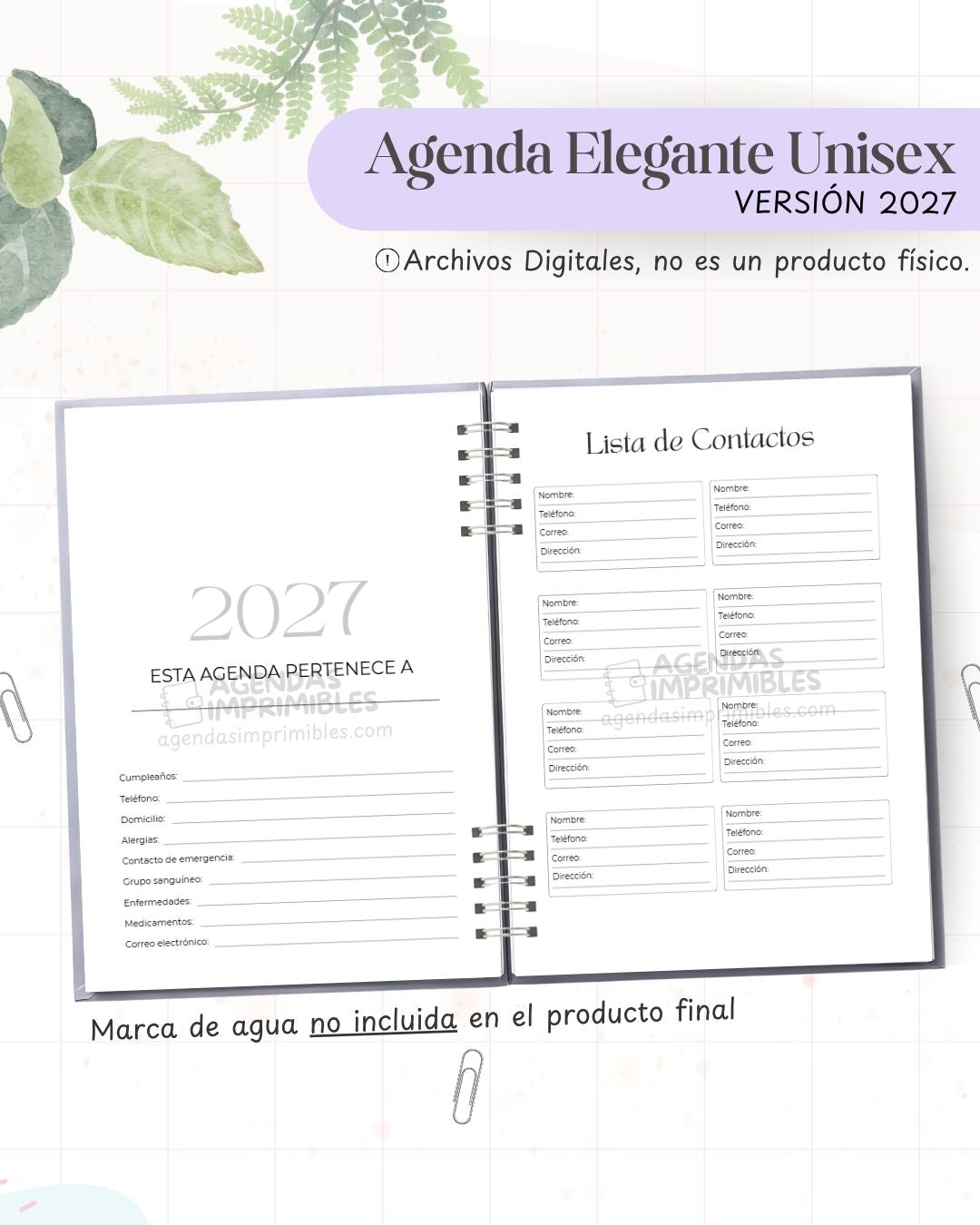 Agenda Unisex 2027 - Archivo Imprimible - imagen 3