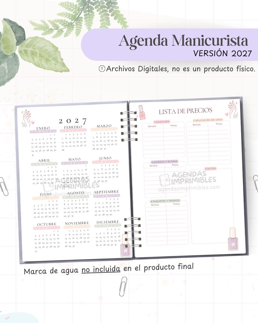 Agenda Manicurista 2027 - Archivo Imprimible - imagen 3