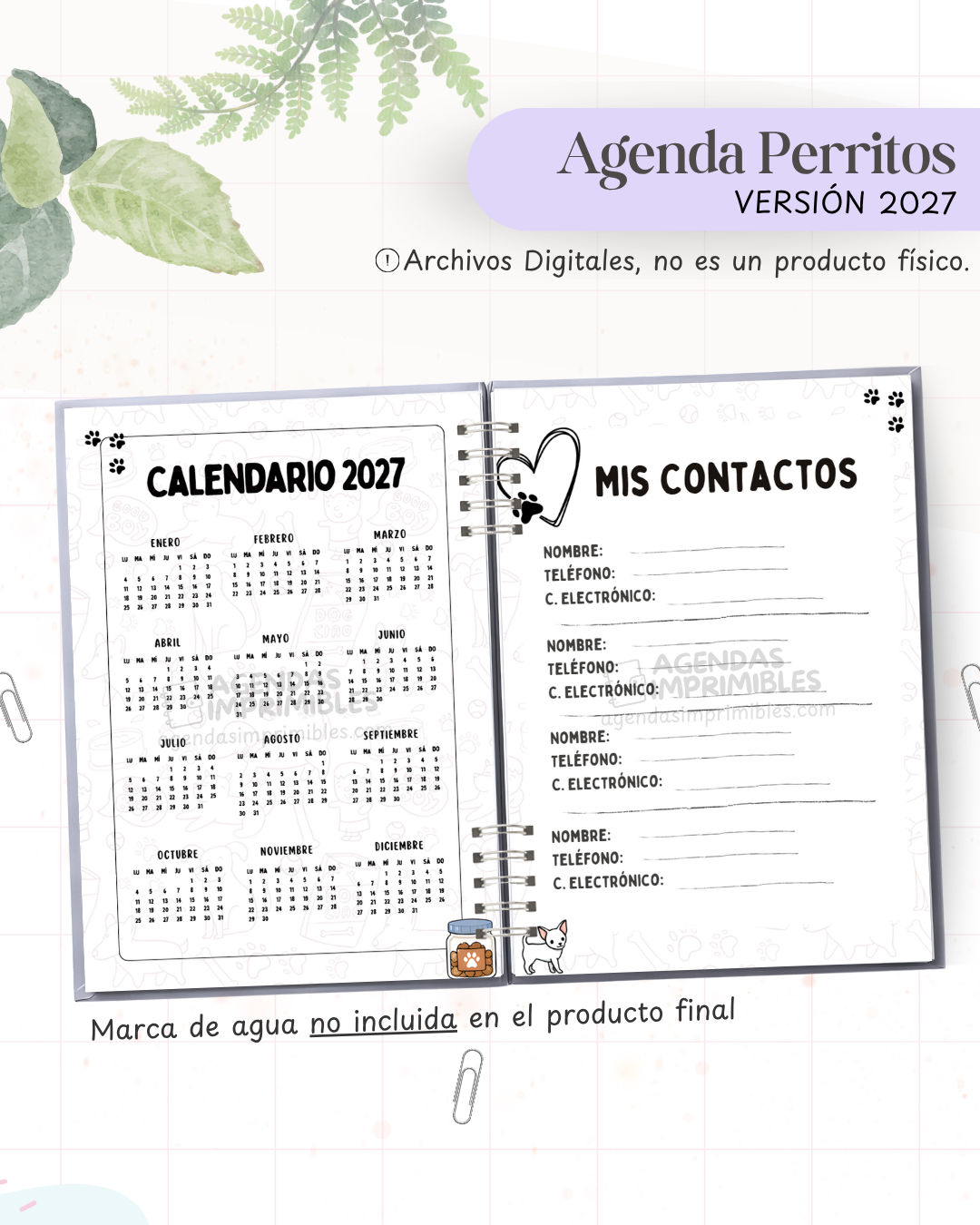 Agenda Perritos 2 2027 - Archivo Imprimible - imagen 3