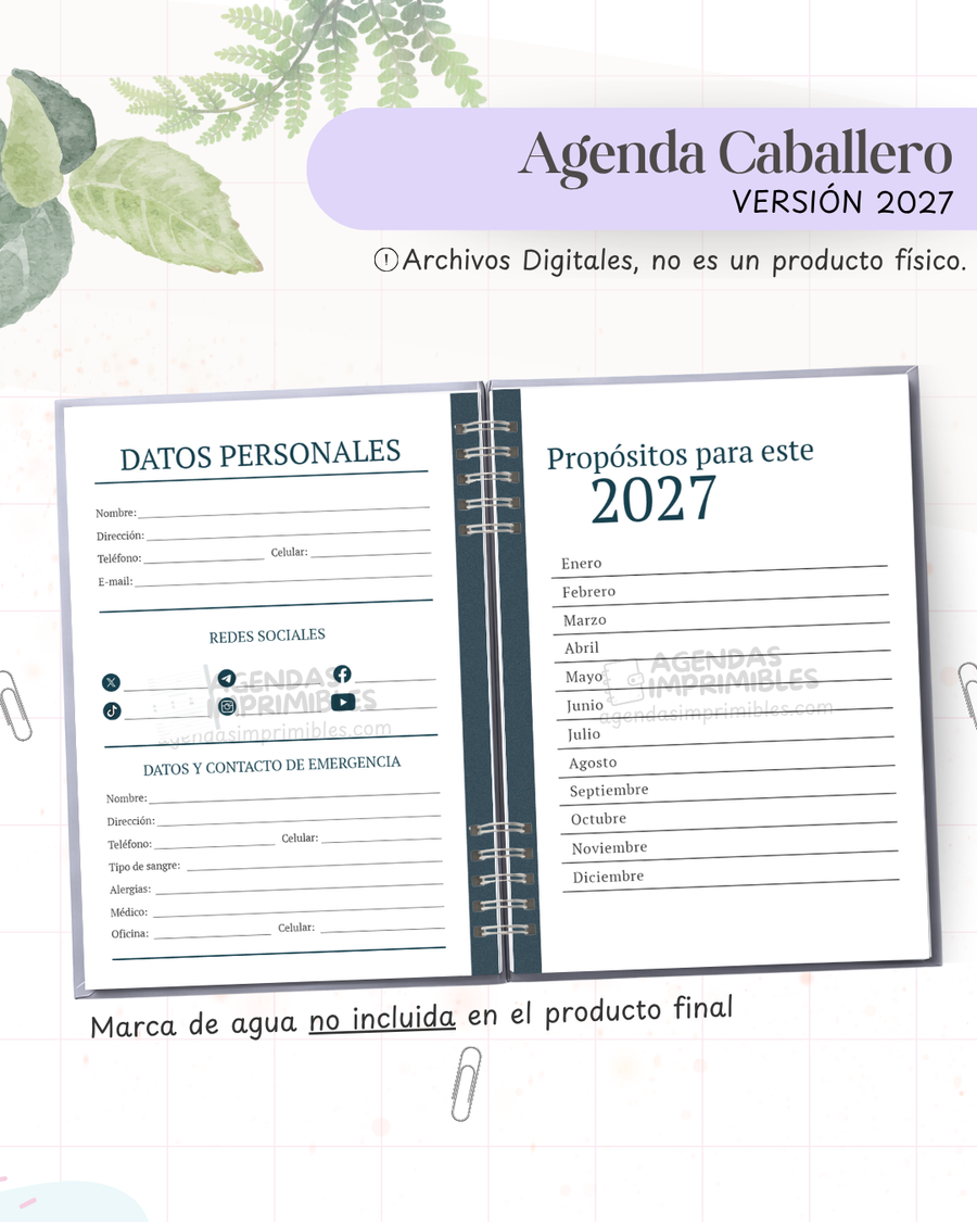 Agenda Caballero 2027 - Archivo Imprimible