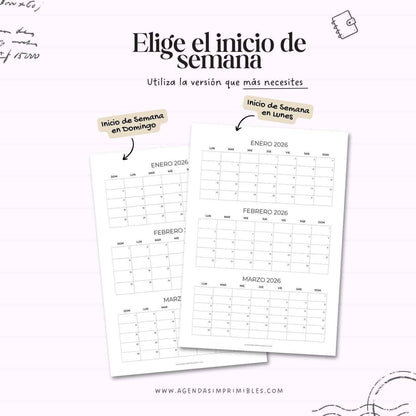 Calendario 2026 Anual Vertical