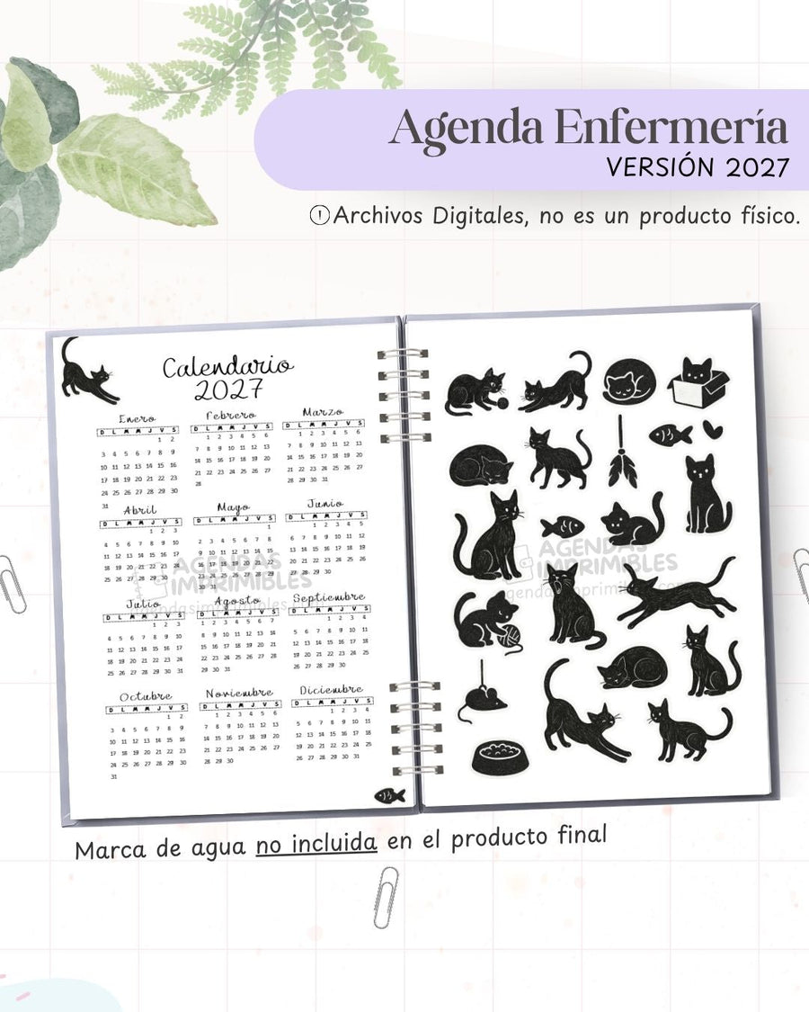 Agenda Gatitos 2027 - Archivo Imprimible
