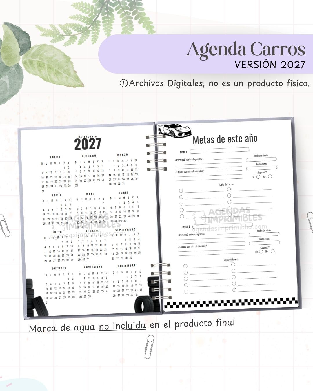 Agenda Carros 2027 - Archivo Imprimible - imagen 3