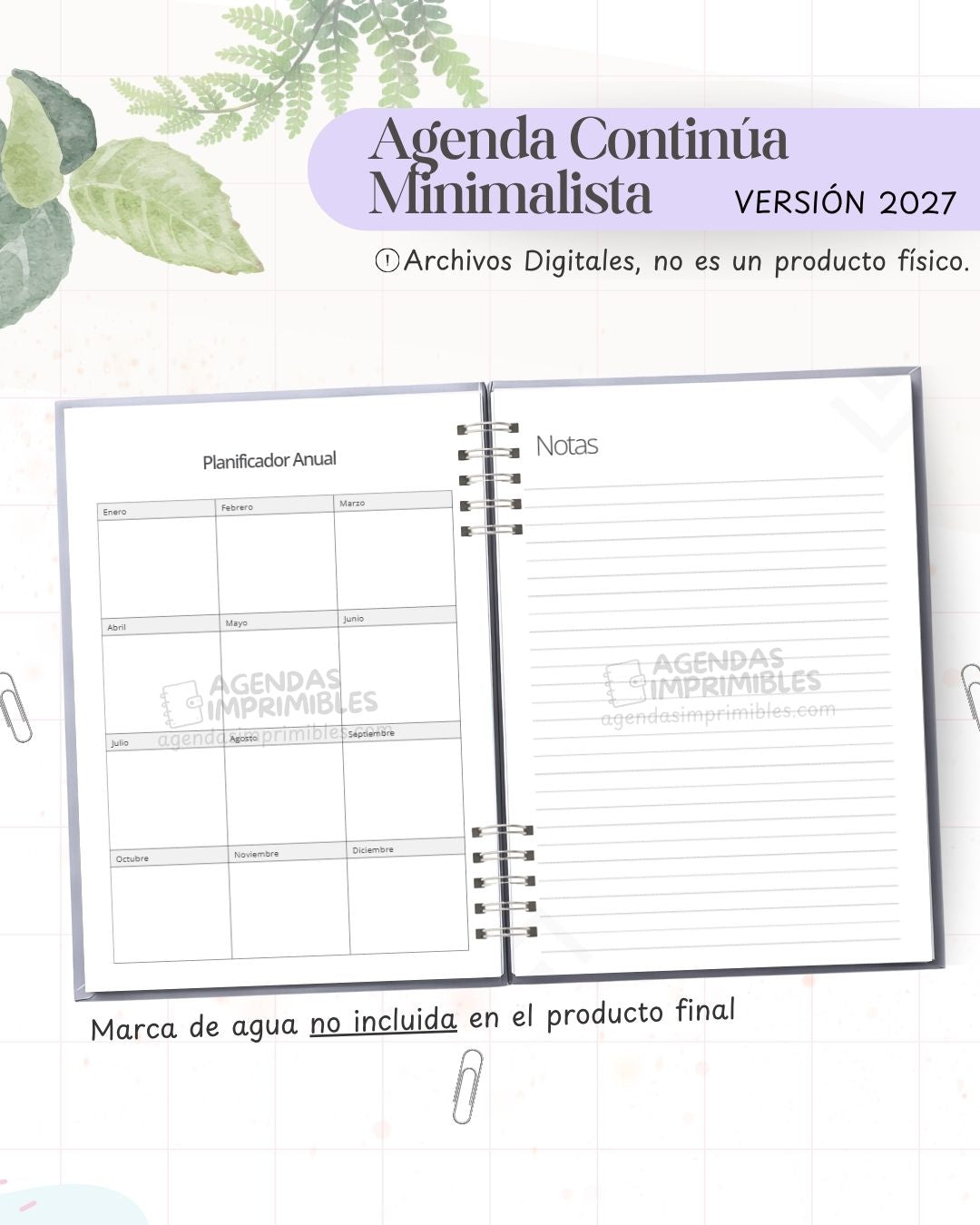 Agenda Minimalista Continua 2027 - Archivo Imprimible - imagen 4