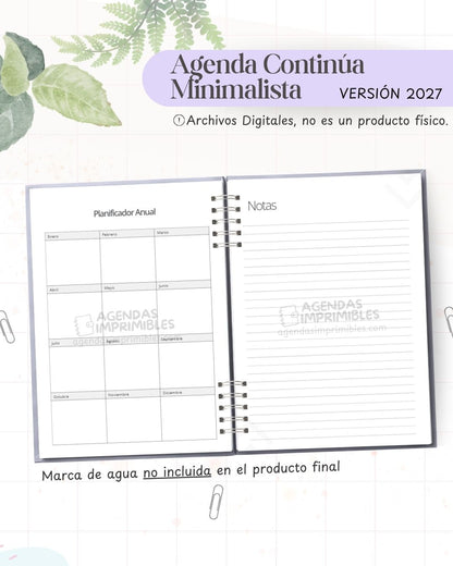 Agenda Minimalista Continua 2027 - Archivo Imprimible - imagen 4
