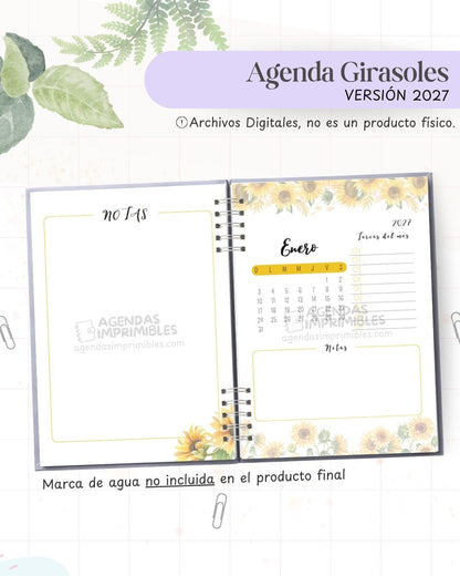 Agenda Girasoles 2027 - Archivo Imprimible - imagen 4