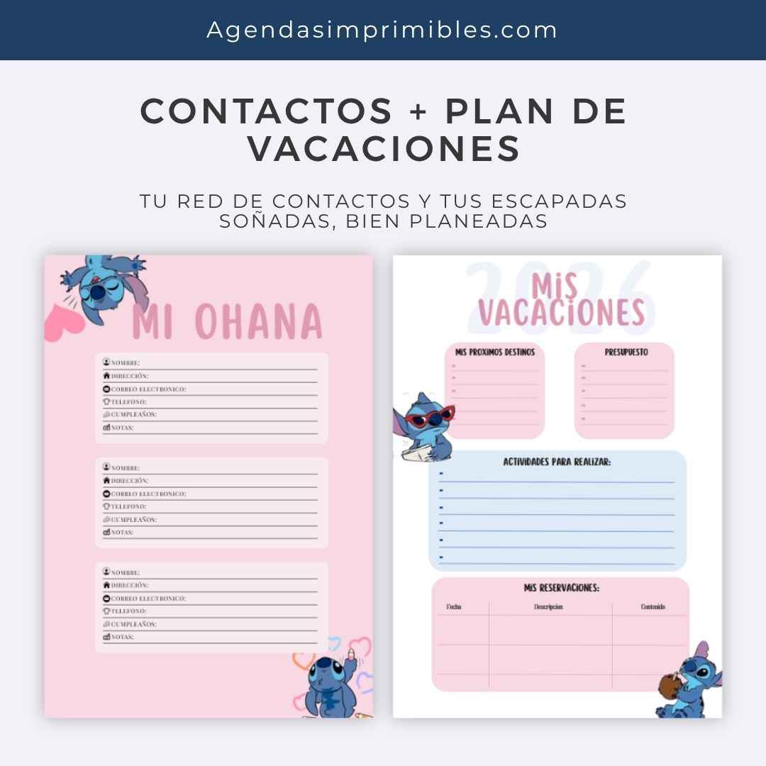 Agenda Stitch 2 Días x Pagina | 2026
