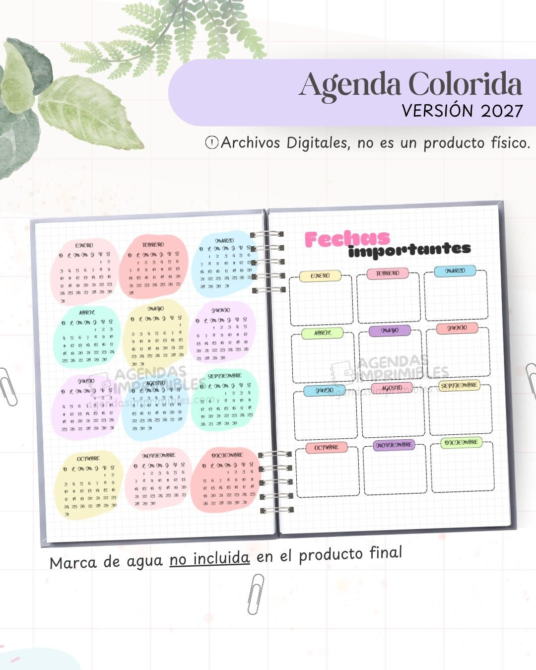 Agenda Colorida 2027 - Archivo Imprimible - imagen 4