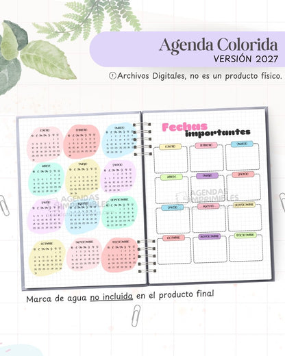 Agenda Colorida 2027 - Archivo Imprimible - imagen 4