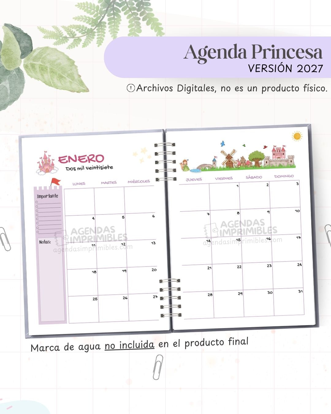 Agenda Princesas 2027 - Archivo Imprimible - imagen 4