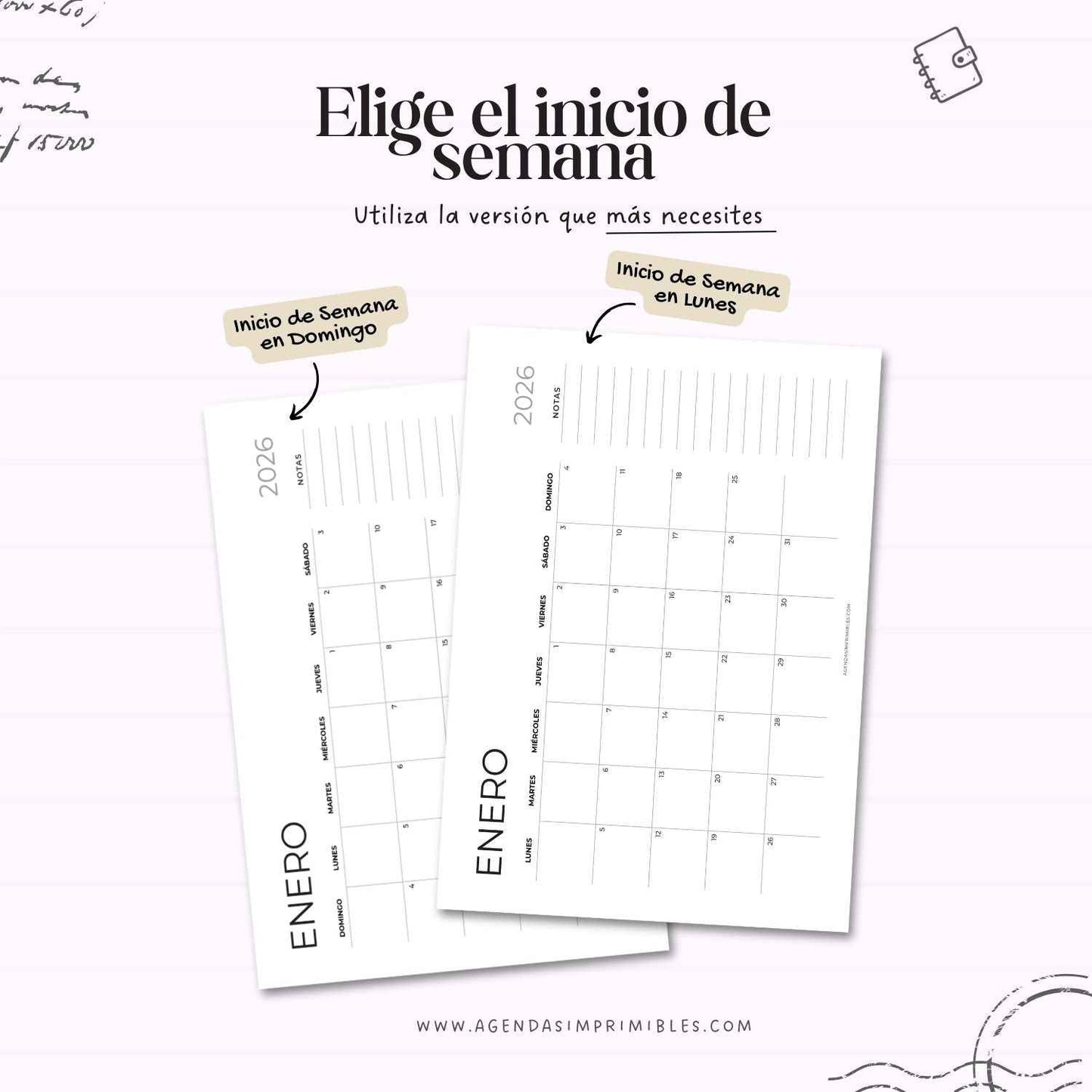 Calendario 2026 Mensual Horizontal