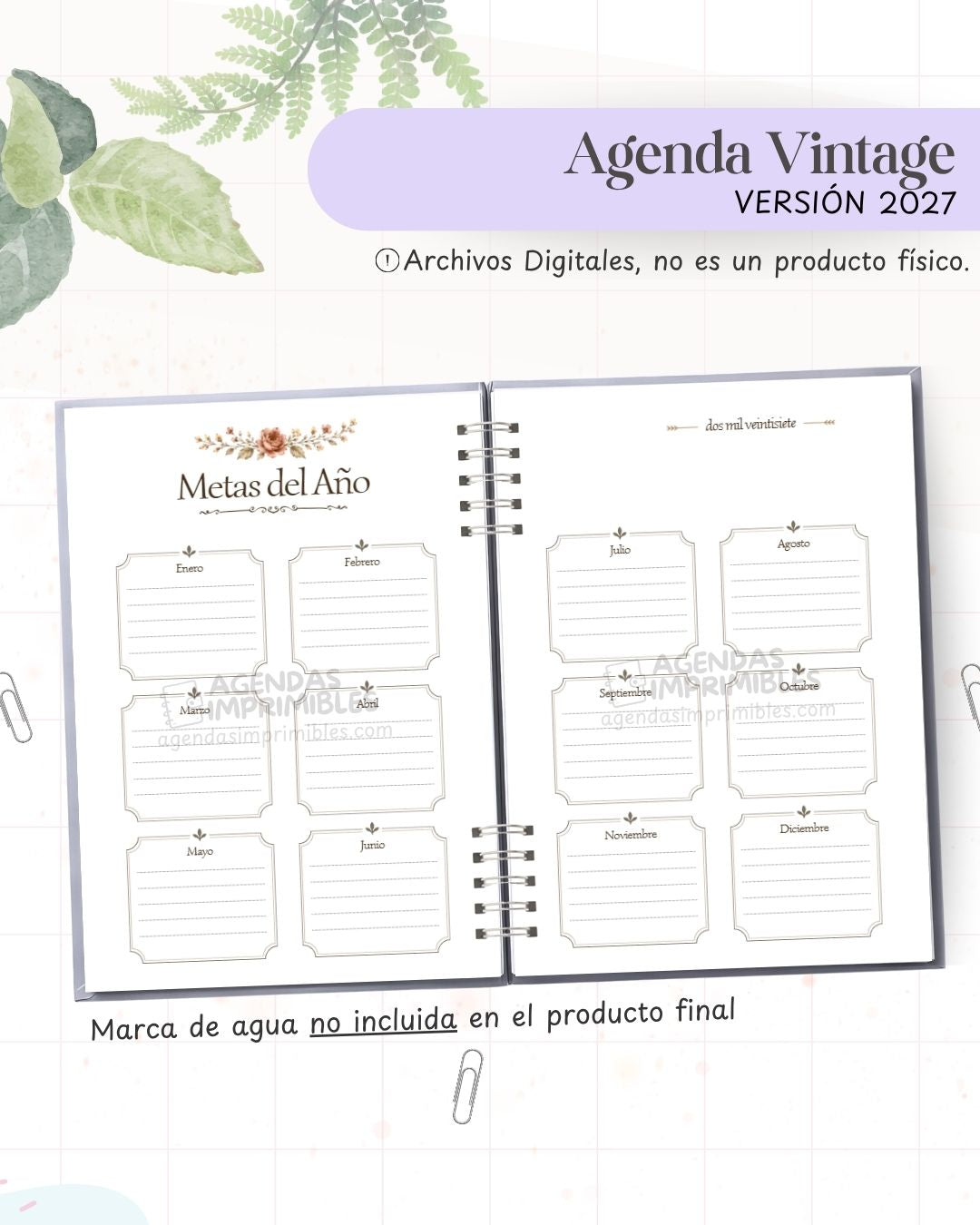 Agenda Vintage 2027 - Archivo Imprimible - imagen 4