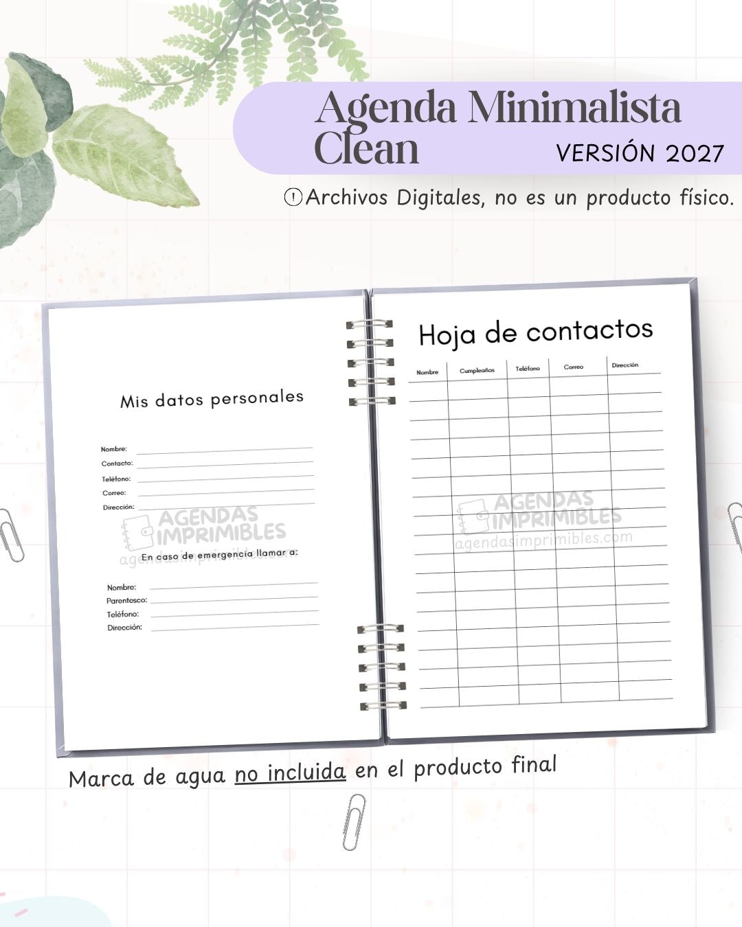 Agenda Minimalista Clean 2027 - Archivo Imprimible - imagen 4
