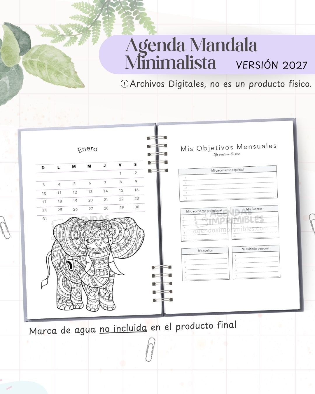 Agenda Mandala Minimalista 2027 - Archivo Imprimible - imagen 4
