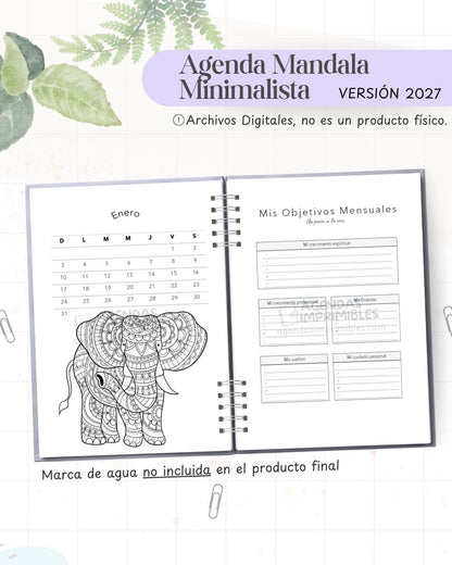 Agenda Mandala Minimalista 2027 - Archivo Imprimible - imagen 4