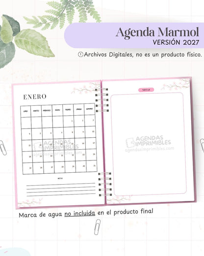 Agenda Mármol Rosa 2027 - Archivo Imprimible - imagen 4